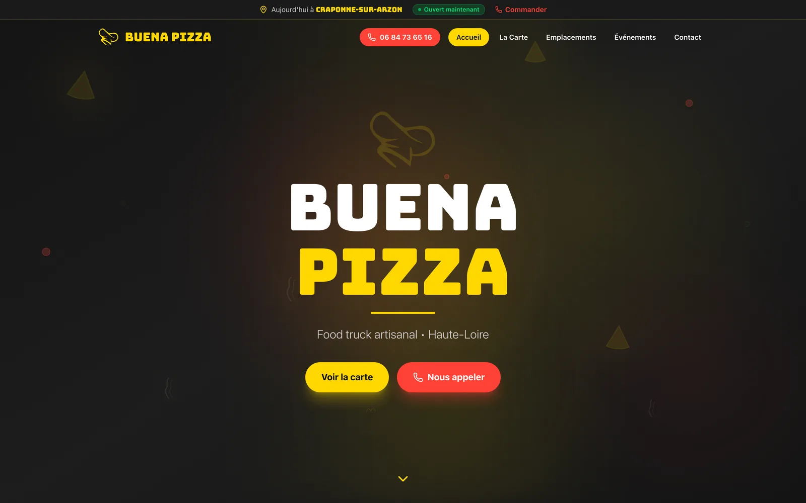 Capture du site Buena Pizza